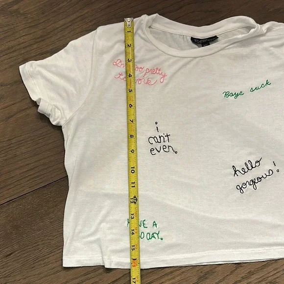 Topshop White Fun Embroidered Crop Top Resort Cruise Wear Vacation - Picture 5 of 11